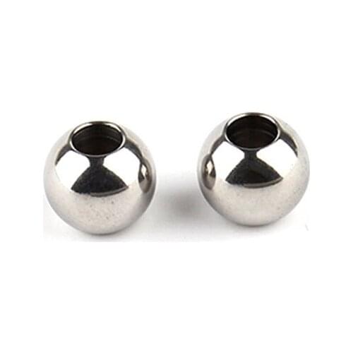 10pcs/lot 8/10mm Silver Stainless Steel Spacer Beads Ball with Big Hole 3mm Fits for Charm Bracelets Jewelry Making F2263