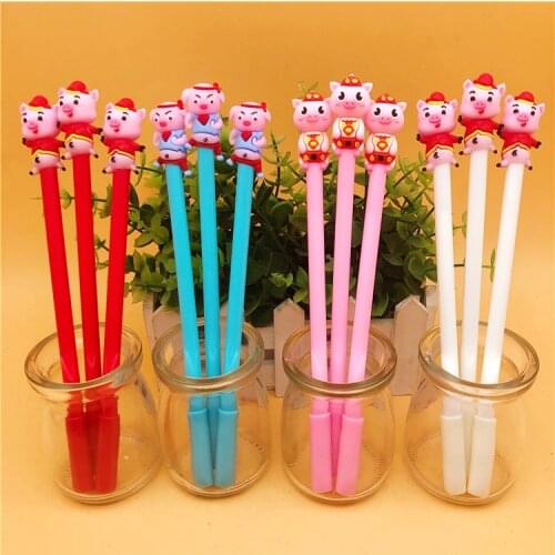 24 Pcs Creative Cute Yuanbao Pig Baby Doll Gel Pen Student Stationery Kawaii School Supplies Materiais Escolares