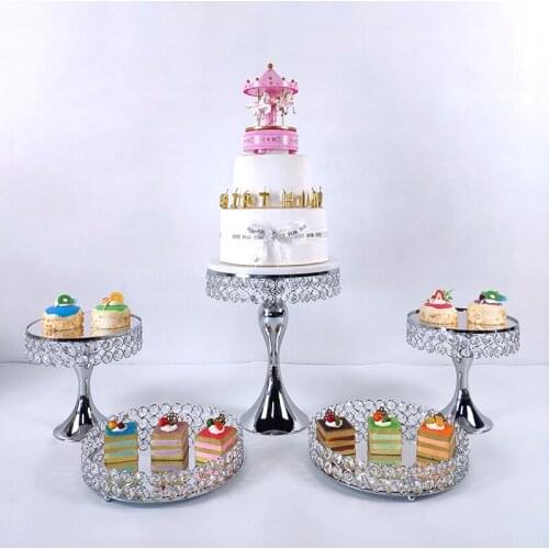 3pcs -11pcs silver color Pearl cake stand suit Decorating Tool Wedding Cupcake Gold Supply Set