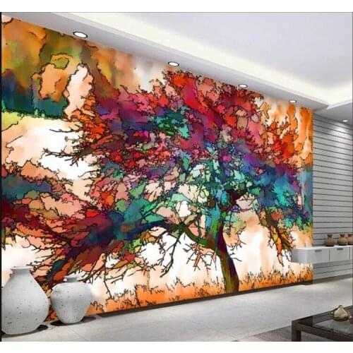 3D Wallpaper Modern Abstract Art Colorful Tree Photo Wall Mural Restaurant Cafe Bar Mural Wallpaper Creative Decor Papel Murals