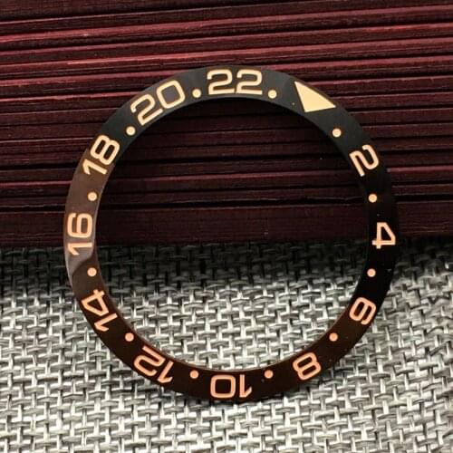Watch Accessories Chronograph Watch Ring Half Brown Half Black Ceramic Ring 38mm Orange Ring Suitable For Water Ghost Watches