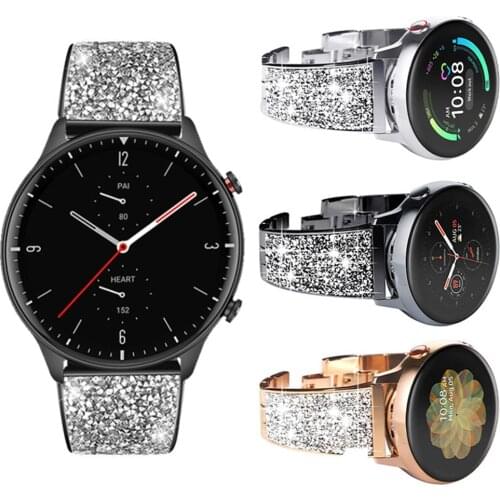 Diamond Strap For Huami Amazfit GTR 2 47mm 42mm Bracelet Jewelry Band for Amazfit Stratos 3 GTS Bip S 20mm 22mm Womens Watchband