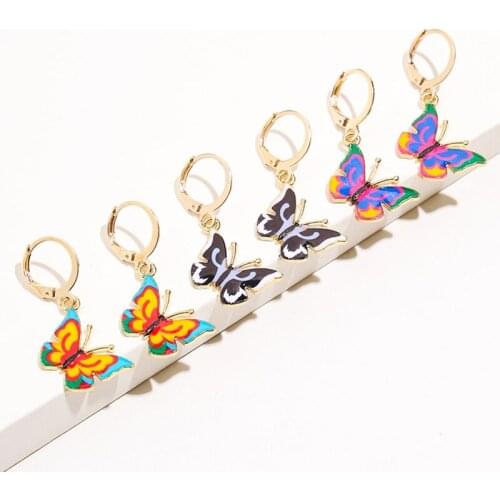 Aprilwell 3 Pairs Of Hoop Earrings Set For Women Aesthetic Ear Hoop 2021 Colorful Butterfly Pendiente Jewelry Piercing Aretes