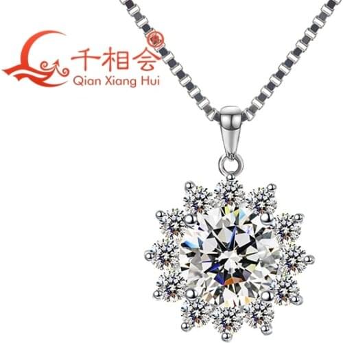 White color cz stone 8mm flower shape pendant with 925 silver for necklace