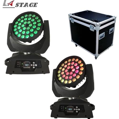 Free Shipping 2pcs/Lot Flightcase Packing 36x18w Led Zoom Moving Head 6in1 Rgbwa Uv Led Wash Moving Head Dj Stage Lighting
