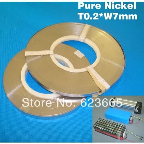 Free shipping 0.2mm pure nickel tape for 18650 Li-ion cell connector 0.2*7mm nickel strip 18650 lithium battery nickel belt