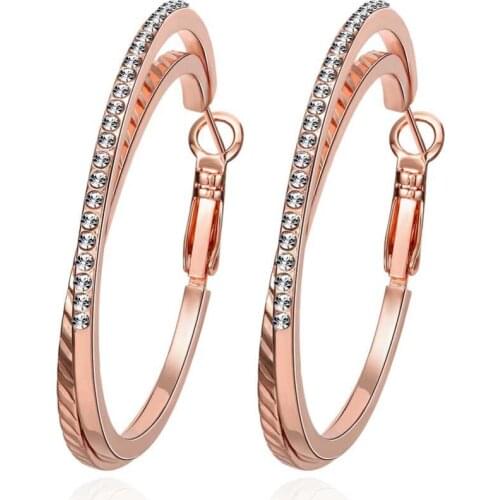 Fashion Circle Austrian Crystal Gold color Big Hoop Earrings Classic Rhinestone Large Jewelry Pendientes Aros Boucle D'oreille