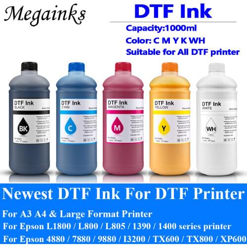 1000ML*5PCS DTF INK For DTF Ink Film Transfer Ink For DTF Direct Transfer Film Printer For DTF Printing PET Film Printing L1800