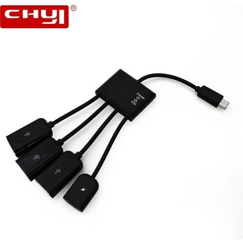 CHYI 4 Port USB 2.0 Hub Micro USB OTG Charging Cable Splitter Connector Adapter Multi USB Hub For Android Smartphone Accessories