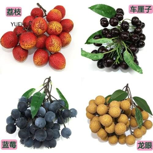 Simulation Fruits Artificial Longan Lychee Blueberry Cherry Fake Fruit Shooting Props Fruit Shop WindowDisplay Ornaments Pendant