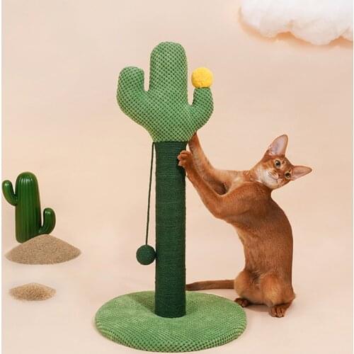 25" Tall Cactus Cat Scratcher, Protect Your Furniture with Natural Sisal Scratching Posts and Pads, for Kittens Adult Cats