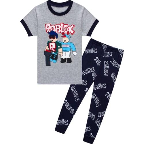 Boys Sleeping 2021 Summer Clothing Set ROBLOXing Pajamas Kids Sports T Shirt +Pants 2-Piece Comfortable Outfits Pyjamas