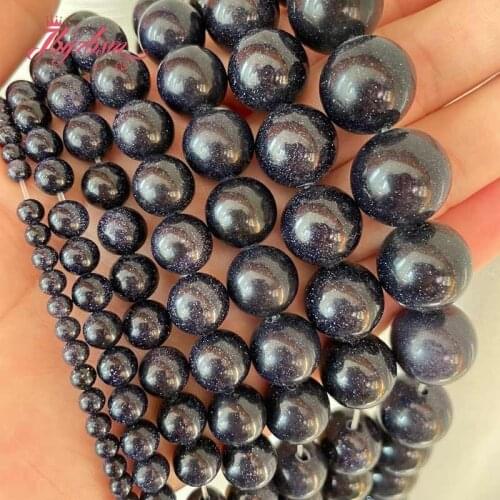 4,6,8,10,12,14mm Smooth Round Beads Ball Blue Sandstone Stone Beads For DIY Necklace Bracelats Jewelry Making 15" Free Shipping