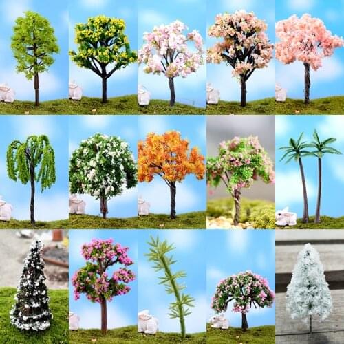 Mini Tree Figurines Garden Miniature Resin Craft Home Garden Decoration Micro Landscape Bonsai Plant DIY Crafts Desktop Ornament