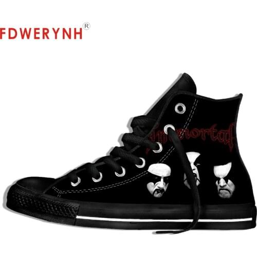 Mens Casual Shoes Black Immortal Band Metal Music Fashion Cool Street Breathable Brand Classic Canvas Shoes