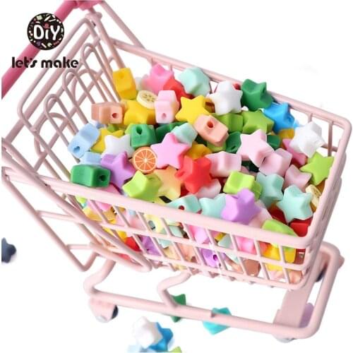 Lets make Silicone Beads Set Teether Baby Toys 20pcs DIY Mini Star Heart Crown Set Items Food Grade PVC Free Childens Goods