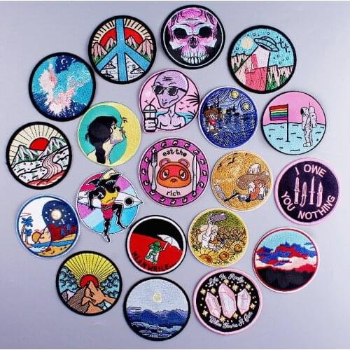 Diy Punk Patch Ecusson Thermocollants Embroidered Patches For Clothing Shark Skeleton Patch Iron On Patches On Clothes Stripe