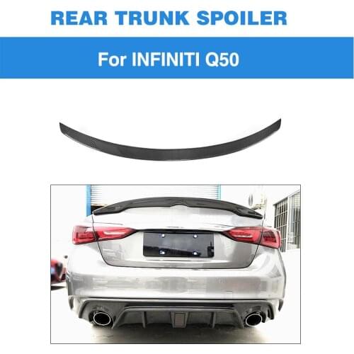 Real Car Carbon Fiber Rear Trunk Spoiler Lid Wing Lip For Infiniti Q50 4 Door Sedan 2018 Rear Wing Spoiler Lip Rear Boot Lip