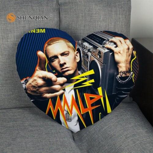Eminem Heart Shape Pillow Cover Size 41x36cm,47x42cm 2017 New arrival Custom zipper Pillowcase Cover