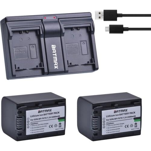 NP-FV70 2500mAh NP FV70 Battery + Dual Charger for Sony NP-FV70 NP-FV90 NP-FV100 FV120 HDR-SR68 DCR-SX85 DCR-S