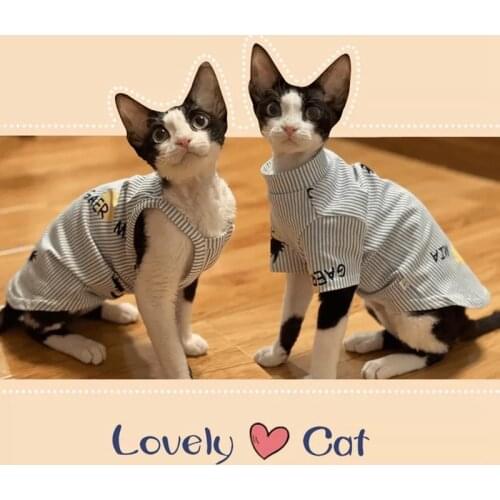 Cat Clothes Cotton Striped Sphinx Camisole T-shirt For Spring Summer Sweater Kitty Vest from XS to 3XL Pet Dropshipping Supplier