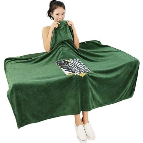 Attack on Titan Blanket Cloak Shingeki No Kyojin Cosplay Survey Corps Cape Flannel Hoodie Cloak Cosplay Costume Halloween