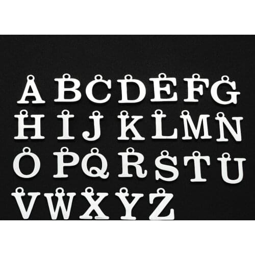 5Pcs/Lot 316L Stainless Steel A-Z 26 English Letter Alphabet Charms Pendant for DIY Handmade Necklace Jewelry Making Components