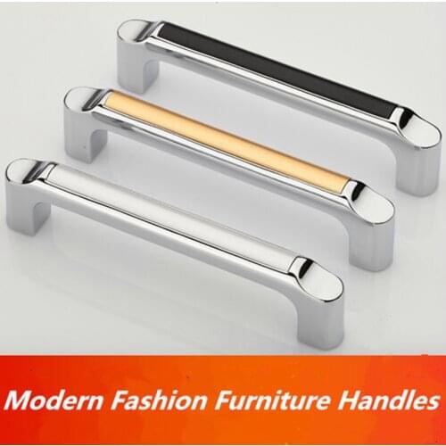 96mm shiny silver white kitchen cabinet handle chrome dresser cupboard pull black wardrobe drawer furniture pull
