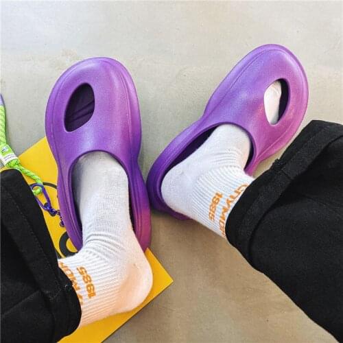 Apanzu Women Hollow Baotou Half Slippers Summer Simplicity Beach Womens Sandals Couples Trend Outdoor Lazy Thick Bottom Shoes