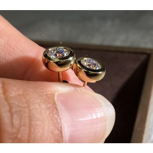 Simple Fashion White Zircon Round Stone Stud Earrings For Women Wedding Jewelry Vintage Rose Gold Silver Color Crystal Earrings