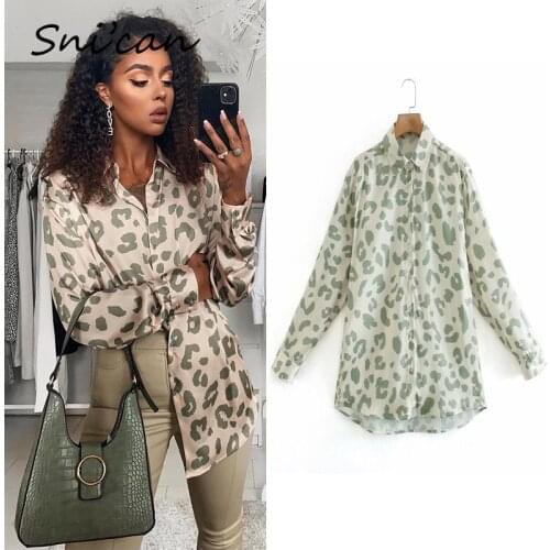 Snican Spring Leopard Print Shirts Vintage Long Sleeve Office Ladies Satin Blouse Blusas De Mujer Chemise Za 2021 Women Tops