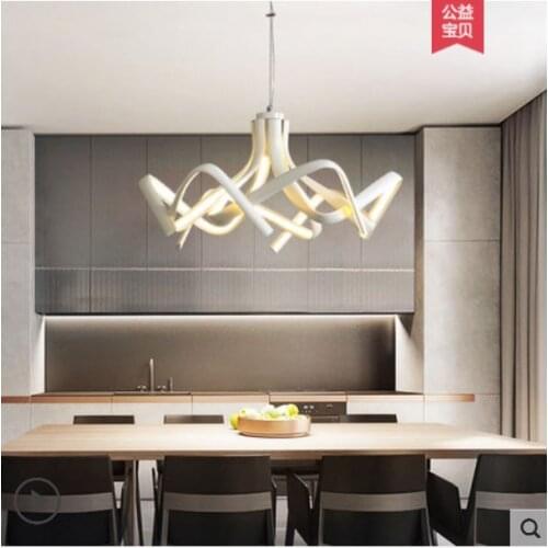 Restaurant rectangular modern minimalist three-head dining table lamp glass bar chandelier creative personality hotel lamps