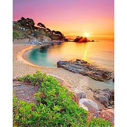 《Sunset beach》 picture painting by numbers home decor birthday present quadros decorativos