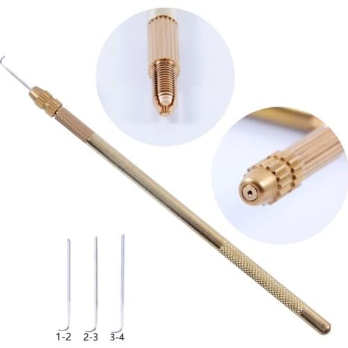 3 pcs Ventilating Needles +1 Brass Holder Make/Making/Repair Lace Wigs Toupee Hairpiece Wig Knotting Hook Sets