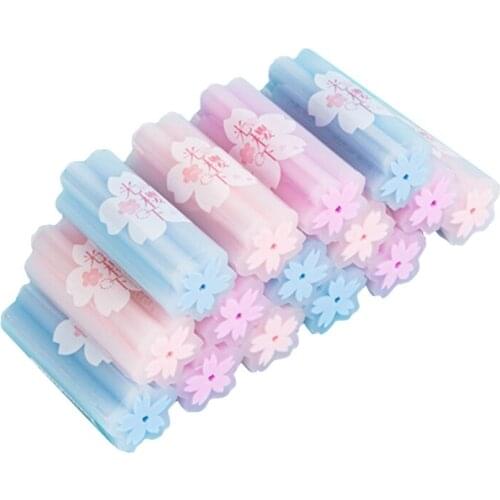 Y5GE 1 Piece Cute Cherry Blossoms Pencil Erasers Sakura-shaped Style Cylindrical Translucent Erasers School Stationery