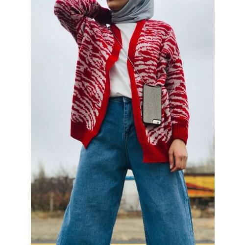 Zebra Desen Hırka Müslüman Dış Giyim Abaya Hırka