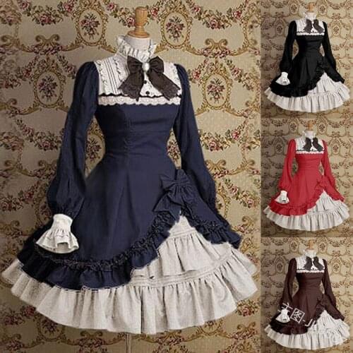Women Victorian Style Maid Dress ELEGANT Dresses For women Sweet Lolita Dress Puff Sleeve Vintage Dress Party Halloween Cosplay