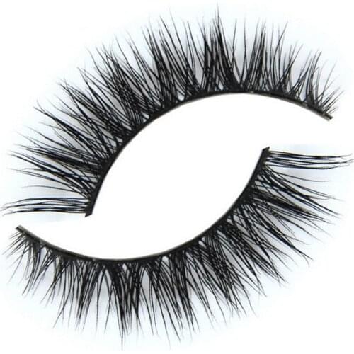 1Pair 3D Natural Bushy Cross False Eyelashes High Quality Mink Hair Handmade Eye Lashes 12 mm Charming Eyelash Extensions Tools