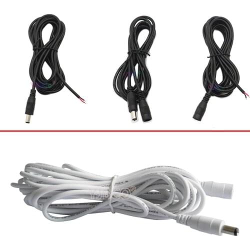 10pieces 0.5m 1m 2m 3m 5m 5.5 X 2.1 mm DC cable connector DC Power Plug with extension wire DC female and Male Jack adapter