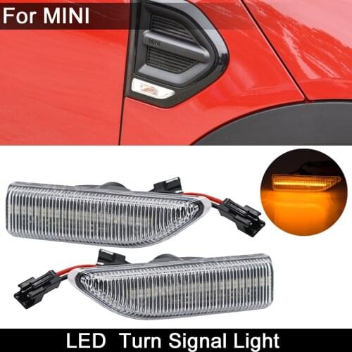 2Pcs For Mini Cooper Countryman F60 2017 2018 2019 2020 Clear Lens Car Front LED Side Marker Light Amber Turn Signal Lamp