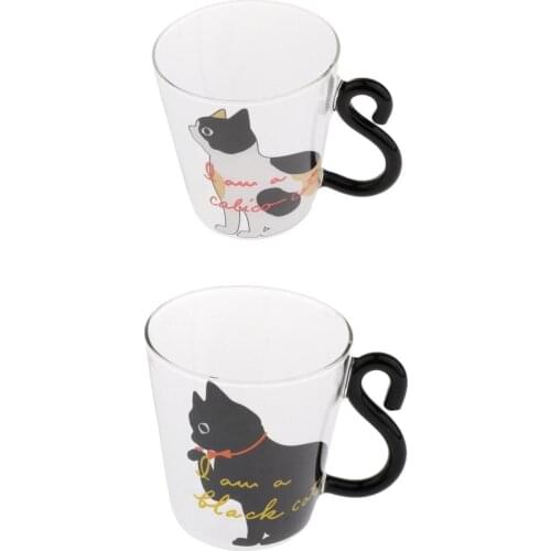2 Style Cat Pattern Double-Layer Glass Espresso Cup & Handle 250ml