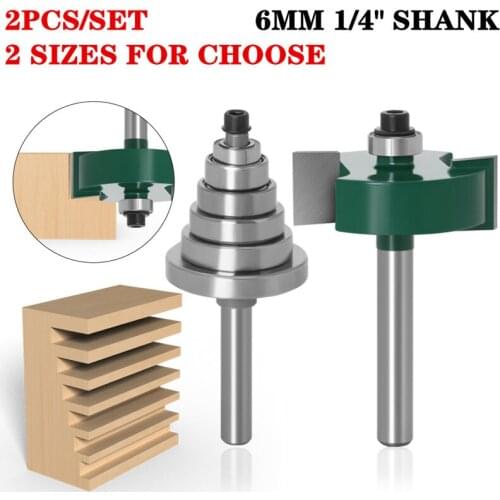 6mm 1/4inch Shank 1/2"H Tenon Cutter Woodwork Milling Cutters 6 Bearings Rabbet Router Bit Set