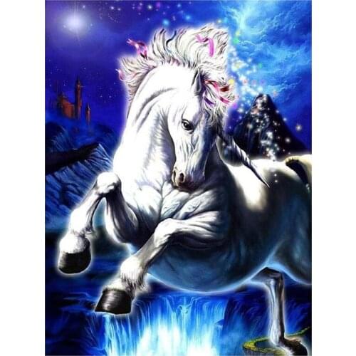 Diy 5d Full Diamond Embroidery Animal Diamond Painting Flying Unicorn Castle Handmade Mosaic Furniture Decoration Hobby Gift