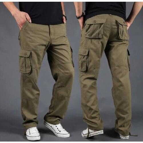 Mens Cargo Pants Mens Casual Multi Pockets Military Tactical Pants Men Outwear Army Straight slacks Long Trousers Plus size