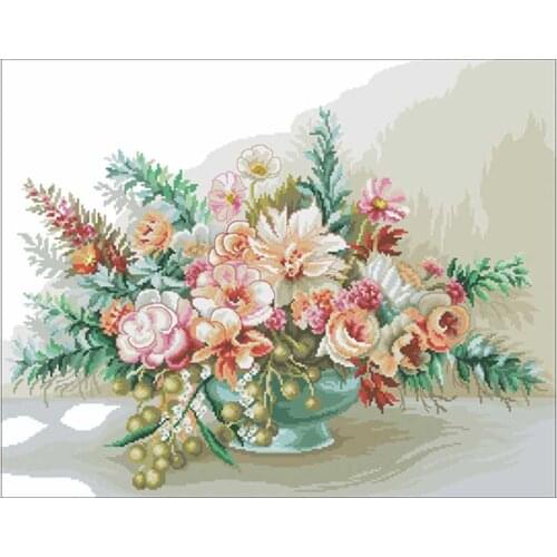 Bouquet in blue porcelain patterns Counted Cross Stitch 11CT 14CT 18CT DIY Chinese Cross Stitch Kit Embroidery Needlework Sets