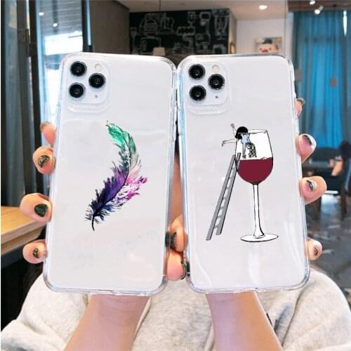 JAMULAR Funny Cartoon Art Printing Phone Case For iPhone 12 11 Pro MAX 7 X XS XR SE20 8 6Plus Clear Soft Silicone Cover Fundas