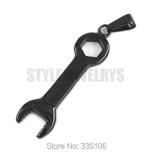 Black Motorcycle Spanner Pendant Stainless Steel Jewelry Classic Wrench Biker Pendant Wholesale SWP0305A