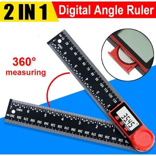 2-In-1 Digital Angle Finder Ruler 200mm Protractor High Precision Electronic Goniometer Plastic Handwork Gauge Measuring Tool