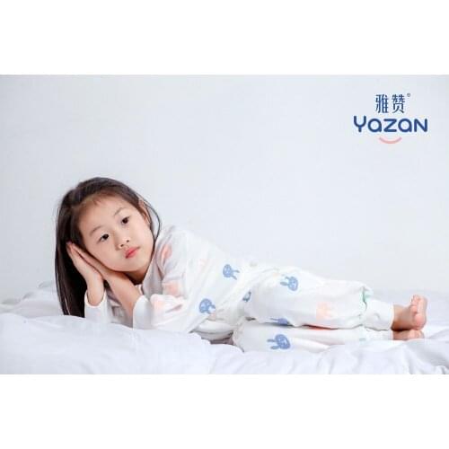 YAZAN childrens sleeping bag spring and summer 3 layers of all-cotton gauze breathable to keep warm and prevent cold Sleepsack