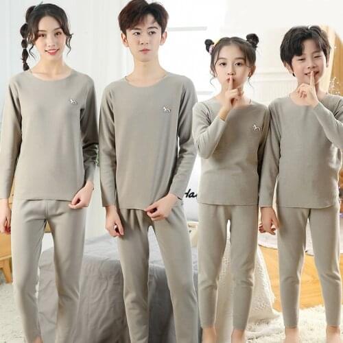 Children Thermal Underwear Two Piece Suit Girls Boys Pajamas Family Matching Homewear Kids Cartoon Sleepwear Warm Seamless Set